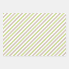 PASTEL GREEN & TAN STARS STRIPES GESCHENKPAPIER SET