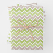 PASTEL GREEN & TAN STRIPES POLKA DOTS ZIG ZAG GESCHENKPAPIER SET (Beispiel)