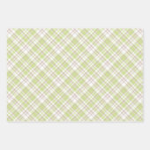 PASTEL GREEN & TAN TEDDY BEAR FACES HEARTS PLAID GESCHENKPAPIER SET (Vorderseite 3)