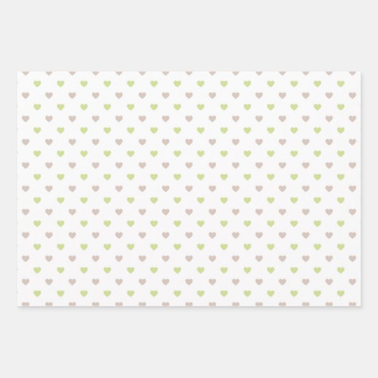 PASTEL GREEN & TAN TEDDY BEAR FACES HEARTS PLAID GESCHENKPAPIER SET (Vorderseite 2)