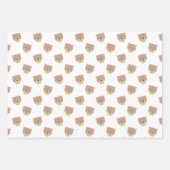 PASTEL GREEN & TAN TEDDY BEAR FACES HEARTS PLAID GESCHENKPAPIER SET (Vorderseite)