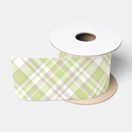PASTEL GREEN TAN WEISSE KARIERTE PATTER SATINBAND