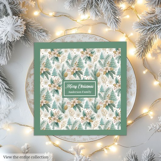 Pastel Green und Gold Napkins Luxe Weihnachten Serviette