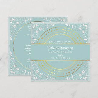 Pastel Green und Gold Wedding Einladung