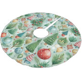 PASTEL GREEN UND RED CHRISTMAS ORNAMENTS & BÄUME POLYESTER WEIHNACHTSBAUMDECKE (Schrägansicht)