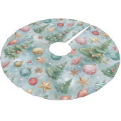 PASTEL GREEN UND RED CHRISTMAS ORNAMENTS & BÄUME POLYESTER WEIHNACHTSBAUMDECKE (Schrägansicht)