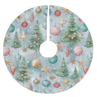 PASTEL GREEN UND RED CHRISTMAS ORNAMENTS & BÄUME POLYESTER WEIHNACHTSBAUMDECKE