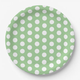 Pastel Green und White Polka Dot Oaster Pappteller