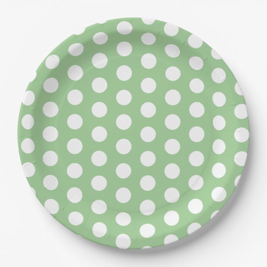 Pastel Green und White Polka Dot Oaster Pappteller (Vorderseite)