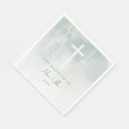 Pastel Green Watercolor Taufe Napkins Serviette (Ecke)
