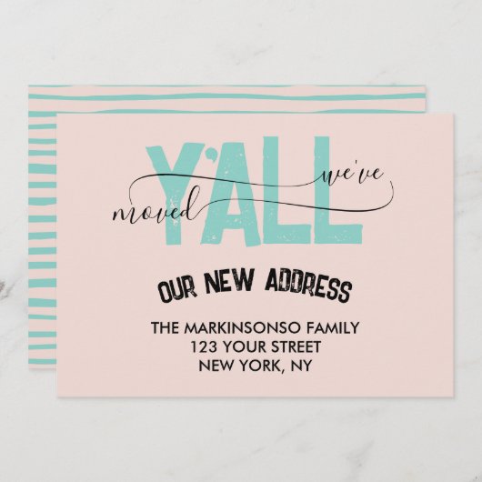 Pastel Green We Moved Y'all Moving Announcement Einladung (Vorne/Hinten)