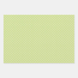PASTEL GREEN & WHITE HEARTS POLKA DOTS KAROS GESCHENKPAPIER SET