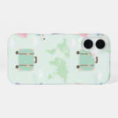 Pastel green with travel doodle iPhone Case 16 Hülle (Rückseite (Horizontal))