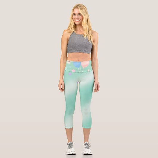 Pastel Green Yoga Pants - weich, elegant & stilvol Capri Leggings (Vorderseite)