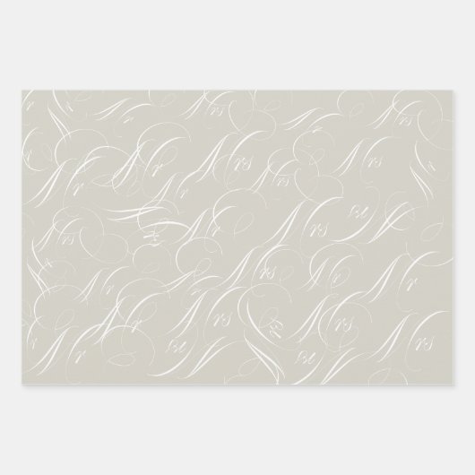 Pastel Grey Lace Script Calligraphy Wedding Geschenkpapier Set (Vorderseite 3)