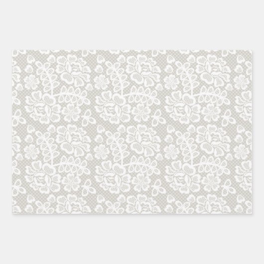 Pastel Grey Lace Script Calligraphy Wedding Geschenkpapier Set (Vorderseite)