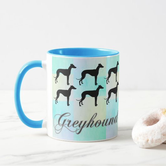 Pastel Greyhound Silhouette Tasse (Mit Donut)