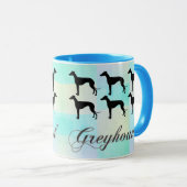 Pastel Greyhound Silhouette Tasse (VorderseiteRechts)