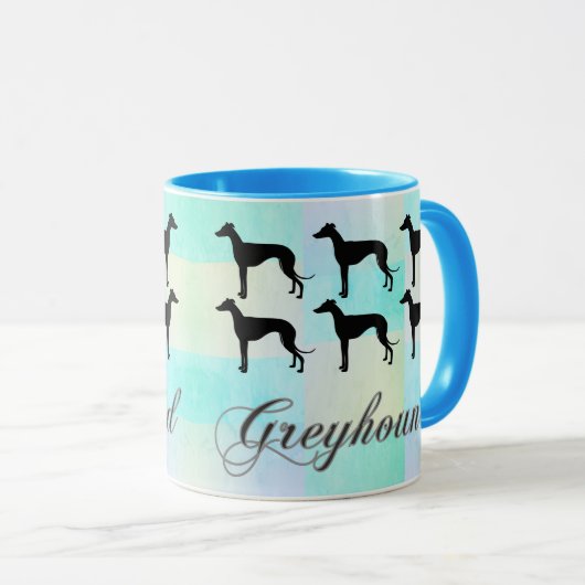 Pastel Greyhound Silhouette Tasse (VorderseiteRechts)