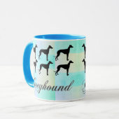 Pastel Greyhound Silhouette Tasse (Vorderseite Links)