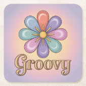 Pastel Groovy Blume Lavender Untersetzer Set (Vorderseite)