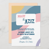 Pastel Groovy Retro 70er Floral Wedding Einladung (Vorne/Hinten)