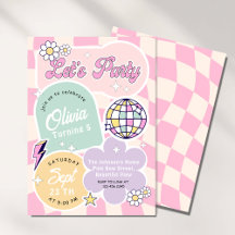 Pastel Groovy Retro Let's Party Geburtstag