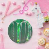 Pastel Grüne Kaktus Pflanze Blätter Pastellfarben Pappteller (Party)