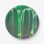 Pastel Grüne Kaktus Pflanze Blätter Pastellfarben Pappteller (Vorderseite)