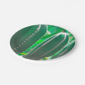 Pastel Grüne Kaktus Pflanze Blätter Pastellfarben Pappteller (Schrägansicht)