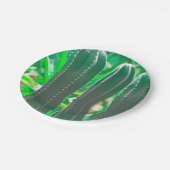 Pastel Grüne Kaktus Pflanze Blätter Pastellfarben Pappteller (Schrägansicht)