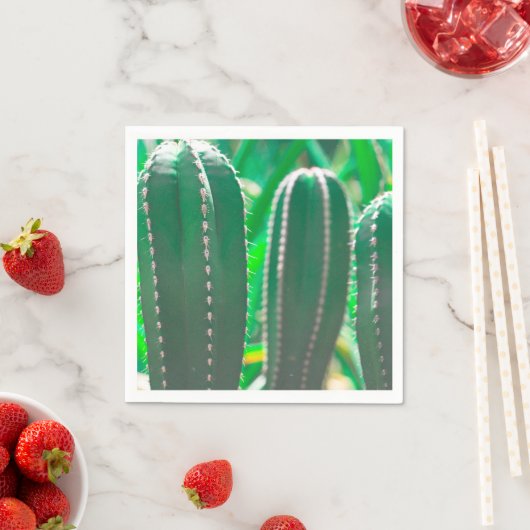 Pastel Grüne Kaktus Pflanze Blätter Pastellfarben Serviette (Beispiel)