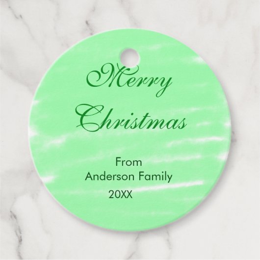 Pastel grüne Wasserfarbe fröhliche Weihnachten mod Geschenkanhänger (Vorderseite)
