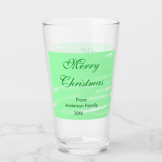 Pastel grüne Wasserfarbe fröhliche Weihnachten mod Glas (Vorderseite)