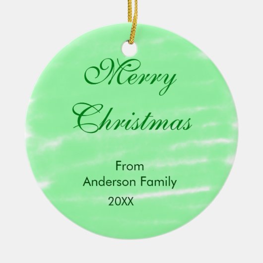 Pastel grüne Wasserfarbe fröhliche Weihnachten mod Keramik Ornament (Vorne)