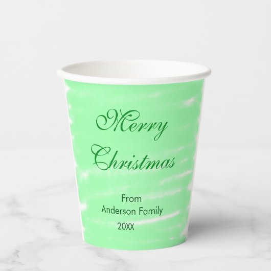 Pastel grüne Wasserfarbe fröhliche Weihnachten mod Pappbecher (Vorderseite)