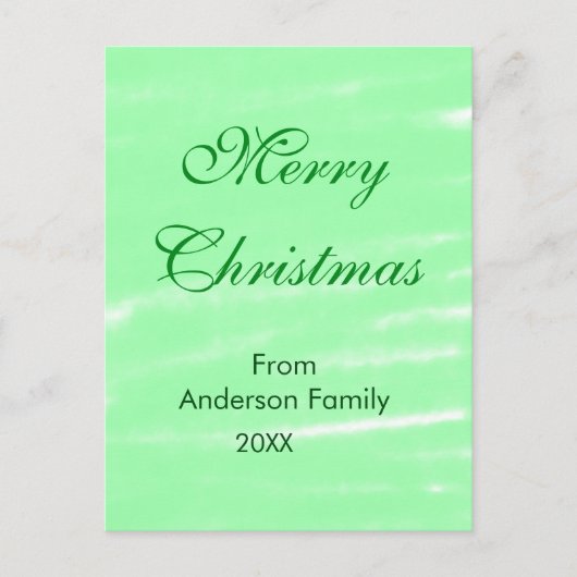 Pastel grüne Wasserfarbe fröhliche Weihnachten mod Postkarte (Vorderseite)