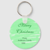 Pastel grüne Wasserfarbe fröhliche Weihnachten mod Schlüsselanhänger (Rückseite)