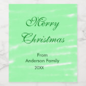 Pastel grüne Wasserfarbe fröhliche Weihnachten mod Weinetikett (Einzelnes Label)