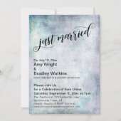 Pastel Grunge Just Married Wedding Einladung (Vorderseite)