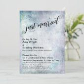 Pastel Grunge Just Married Wedding Einladung (Stehend Vorderseite)