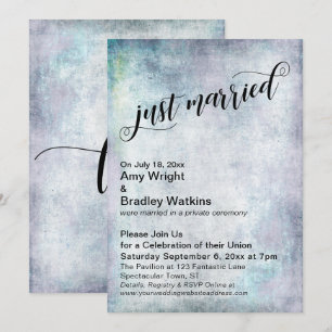 Pastel Grunge Just Married Wedding Einladung