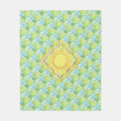 Pastel Grüntöne und Goldene Medallien Abstrakte Ku Fleecedecke (Vorderseite)