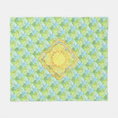 Pastel Grüntöne und Goldene Medallien Abstrakte Ku Fleecedecke (Vorderseite (Horizontal))