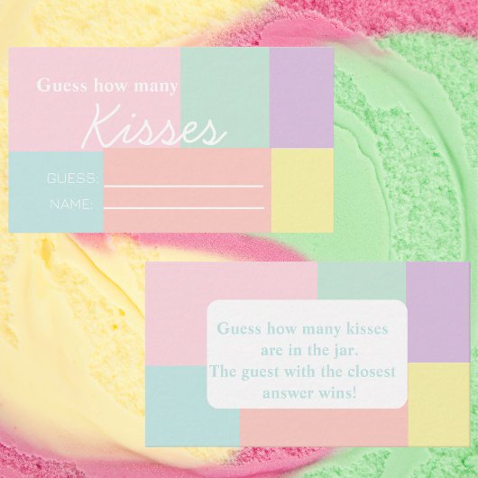 Pastel "Guess How many Kisses" Brautparty Game Begleitkarte