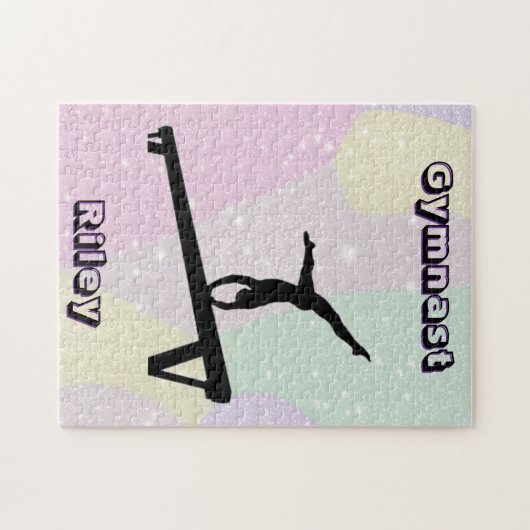 Pastel Gymnast Balance Beam Silhouette Puzzle (Horizontal)