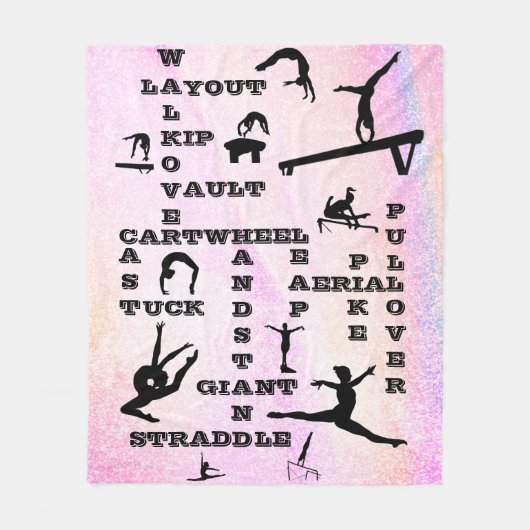 Pastel Gymnastics Skills Crosswords Blanket Fleecedecke (Vorderseite)