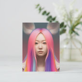 Pastel Hair Frau Postkarte (Stehend Vorderseite)