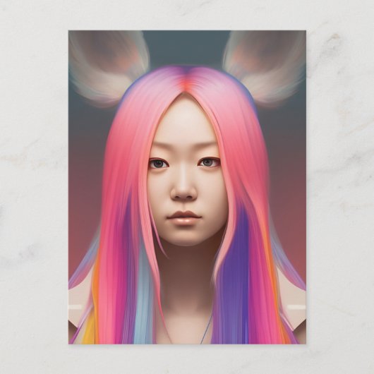 Pastel Hair Frau Postkarte (Vorderseite)