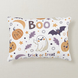 Pastel Halloween Accent Pillow – Cute Ghosts & Pum Dekokissen